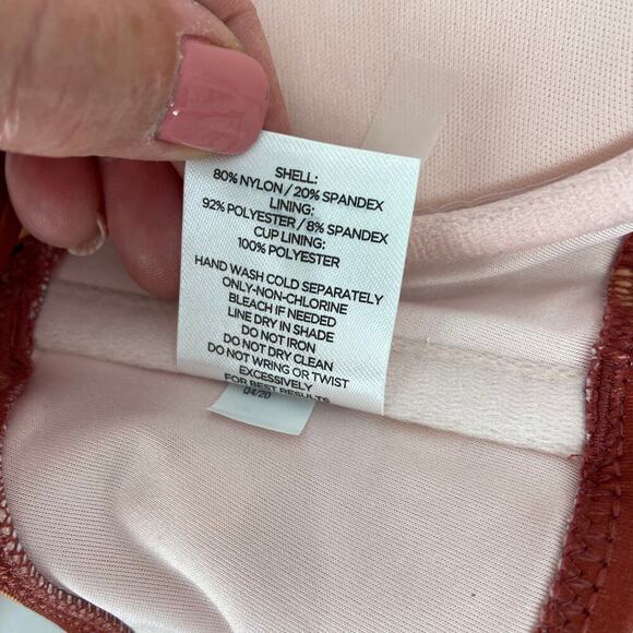 Shade & Shore Bikini Top Size 34C Mahogany Polka Dot Swim Lightly Lined - Picture 8 of 9